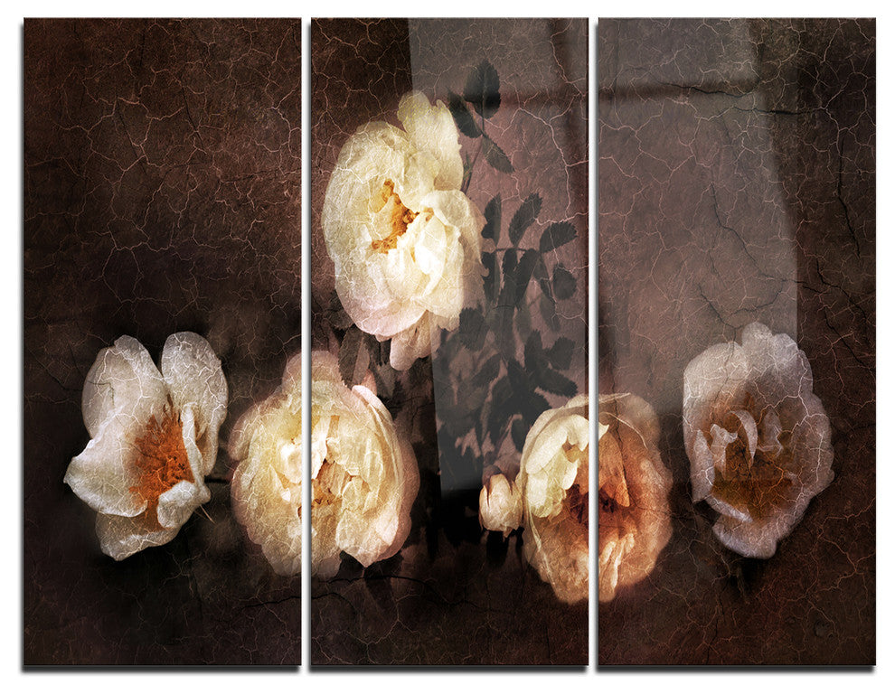 "Wild Roses in Old Painting Style" Digital Metal Wall Art, 3 Panels, 36"x28"
