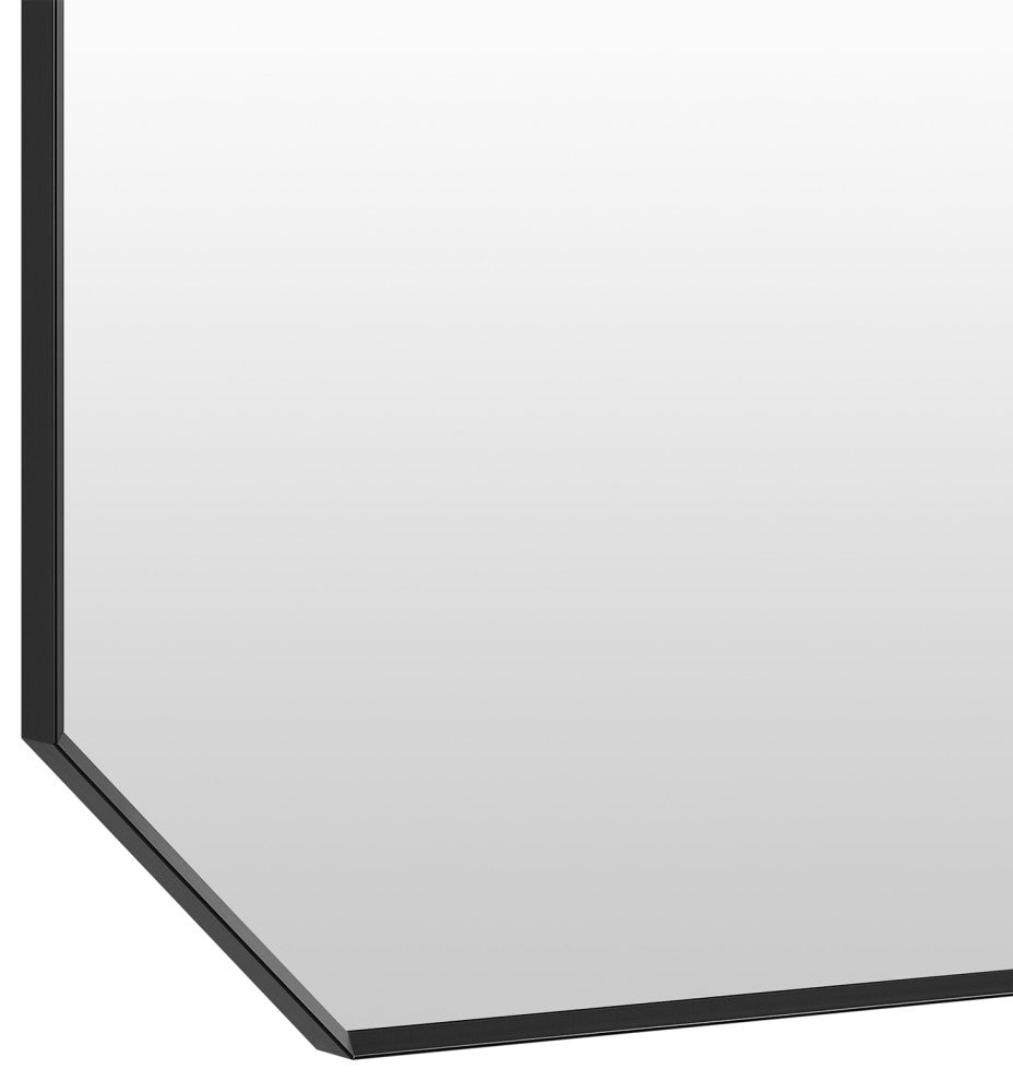 Allure Octagon Framed Bathroom Wall Mirror, Matte Black, 48"