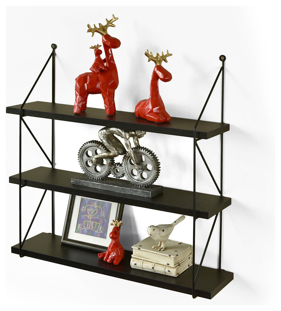 3-Tier Display Wall Shelf Storage Rack Wall Rack Holder Rack, Espresso