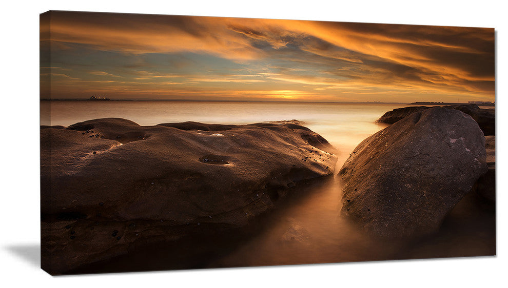 "Large Rocks At La Perouse Bridge" Seashore Canvas Print, 40"x20"