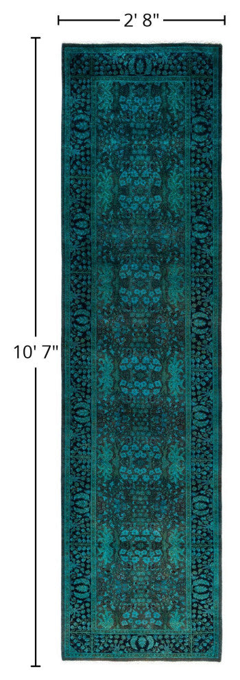 Overdyed One-of-a-Kind Hand-Knotted Area Rug Green, 2' 8" x 10' 7"