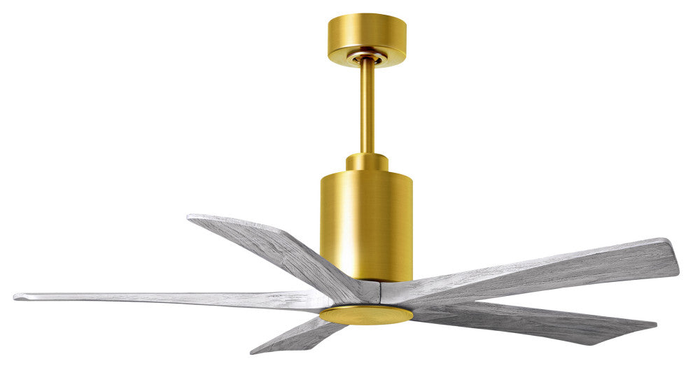 Patricia-5 5-Blade Ceiling Fan, LED Light Kit, Brushed Brass/Barnwood Tone, 52