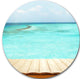 Wooden Planks On Sea Background, Seashore Disc Metal Wall Art, 23"