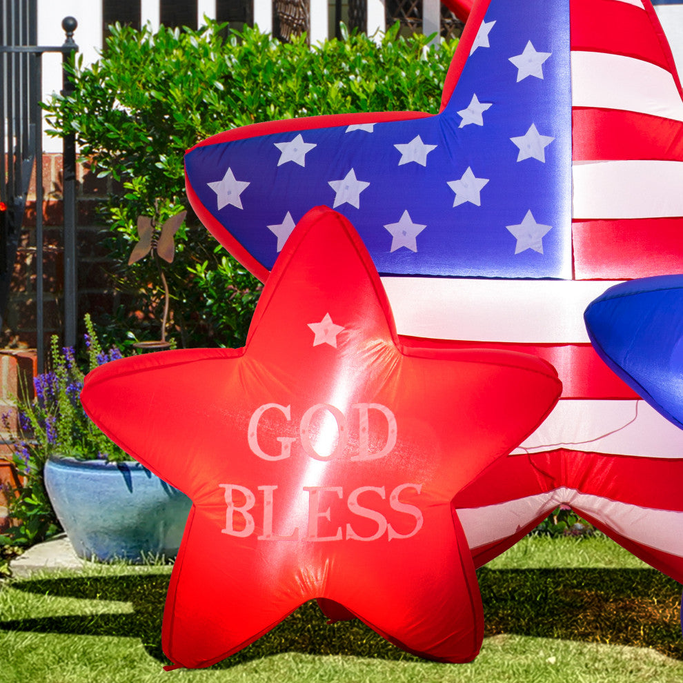 6' Lighted Patriotic Inflatable Stars Decor