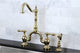 Kingston Brass Bridge Kitchen Faucet With Brass Sprayer, Polished Brass