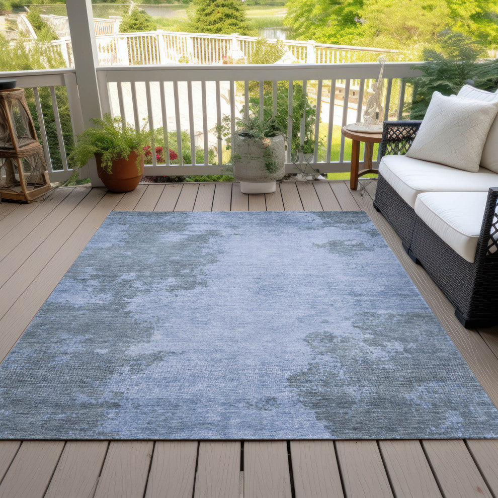 Machine Washable Indoor/Outdoor Chantille ACN1902 Blue 9' x 12' Rug