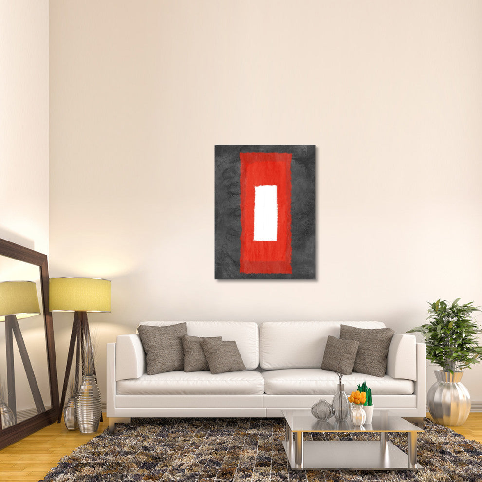 "Grey And Red Abstract 4" Fine Art Print