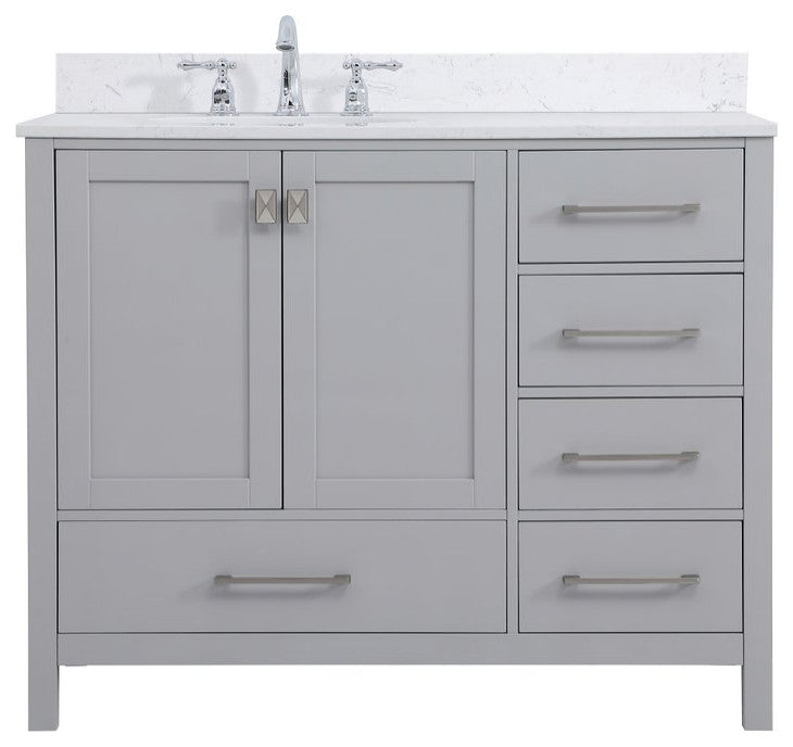 Iris 42" Single Bathroom Vanity, Gray With Backsplash