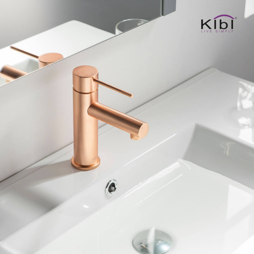 Circular X Brass Single Hole Bathroom Faucet KBF1010, Rose Gold, Without Drain