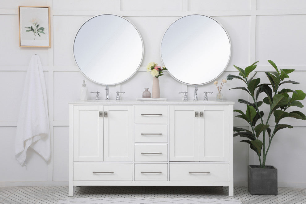 White 60" Double Sink Bathroom Vanity