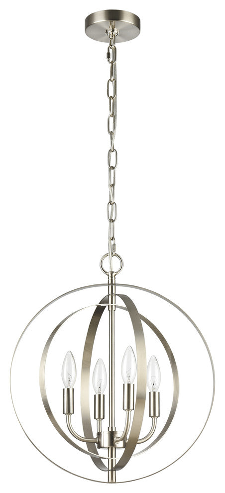 Chloe Lighting Osbert Industrial 4-Light Ceiling Pendant, Brushed Nickel