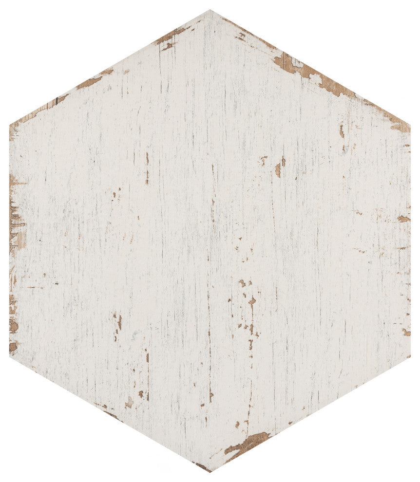 Retro Hex Porcelain Floor and Wall Tile, Blanc