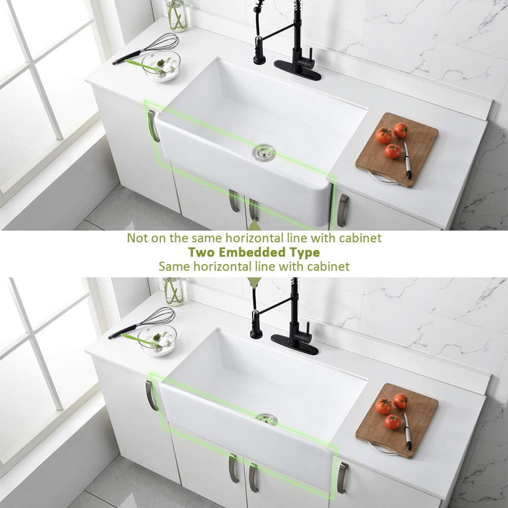 33" Apron Front Fireclay White Single Bowl Kitchen Sink