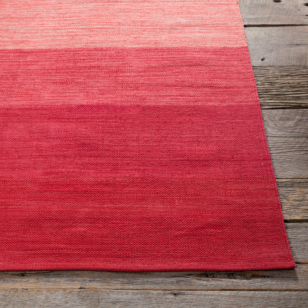 India Contemporary Area Rug, Red and Pink, 5'x7'6" Rectangle