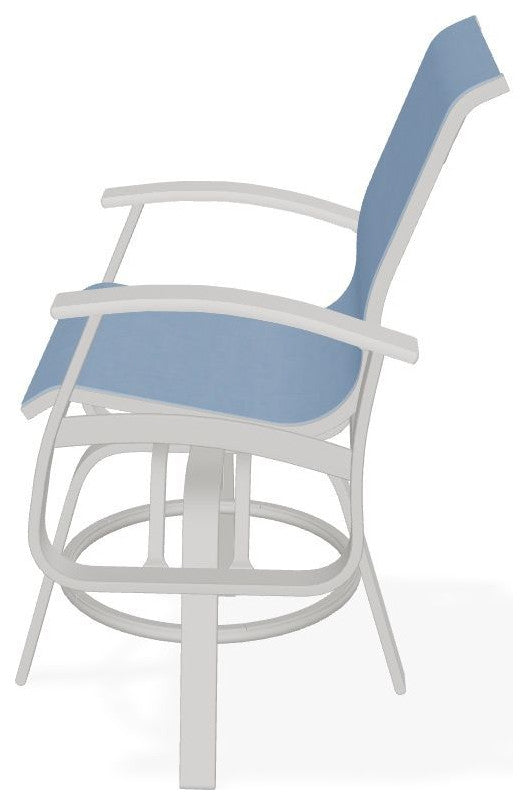 Belle Isle Sling Balcony Height Outdoor Swivel Chair, Sky/Snow