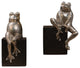 Frogs On Black Base, Antique Silver