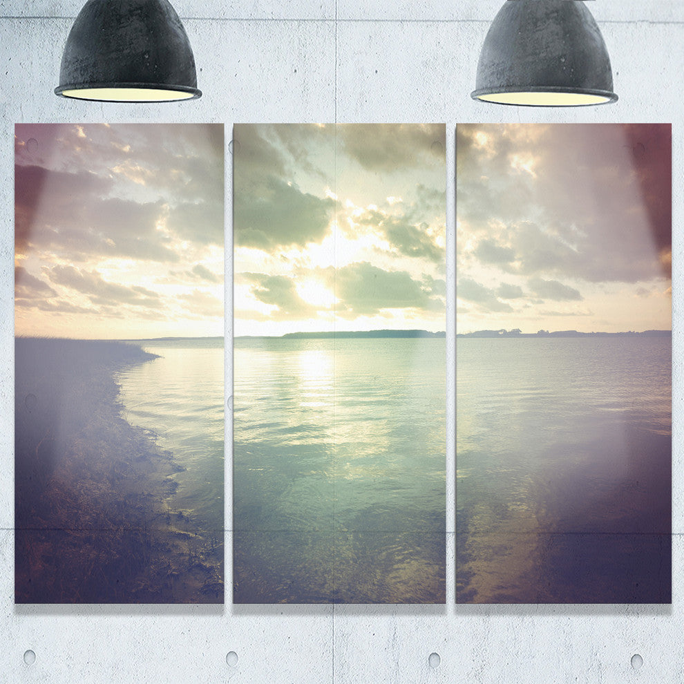 "Dark Seascape With Cloudy Sky" Metal Wall Art, 3 Panels, 36"x28"