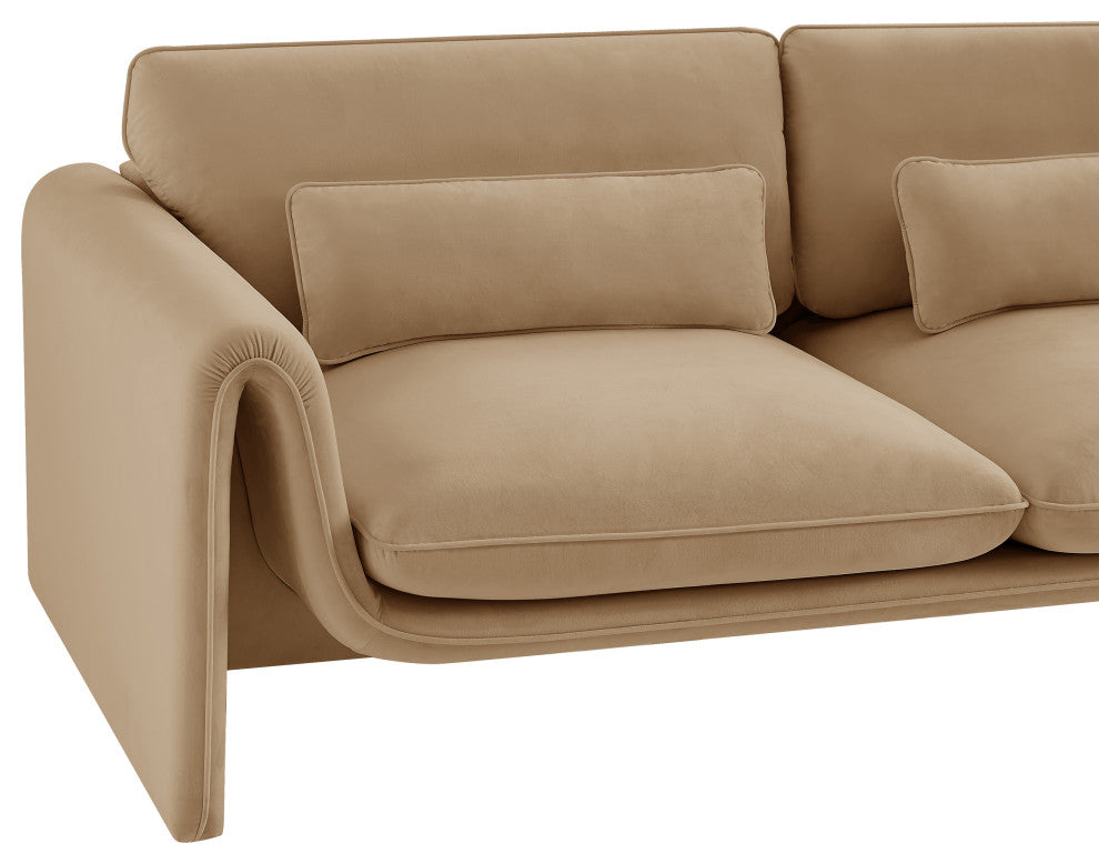 Sloan Camel Velvet Fabric Loveseat