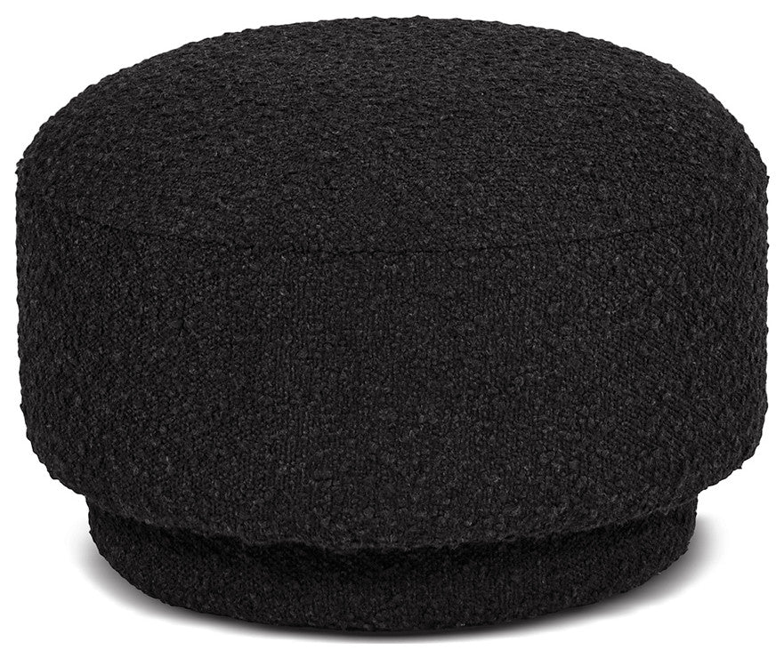 Fuji 15" Mushroom Footstool Ottoman, Ebony Black Boucle