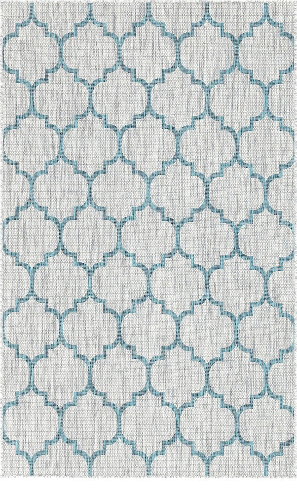 Unique Loom Gray Trellis Outdoor 5' 0 x 8' 0 Area Rug