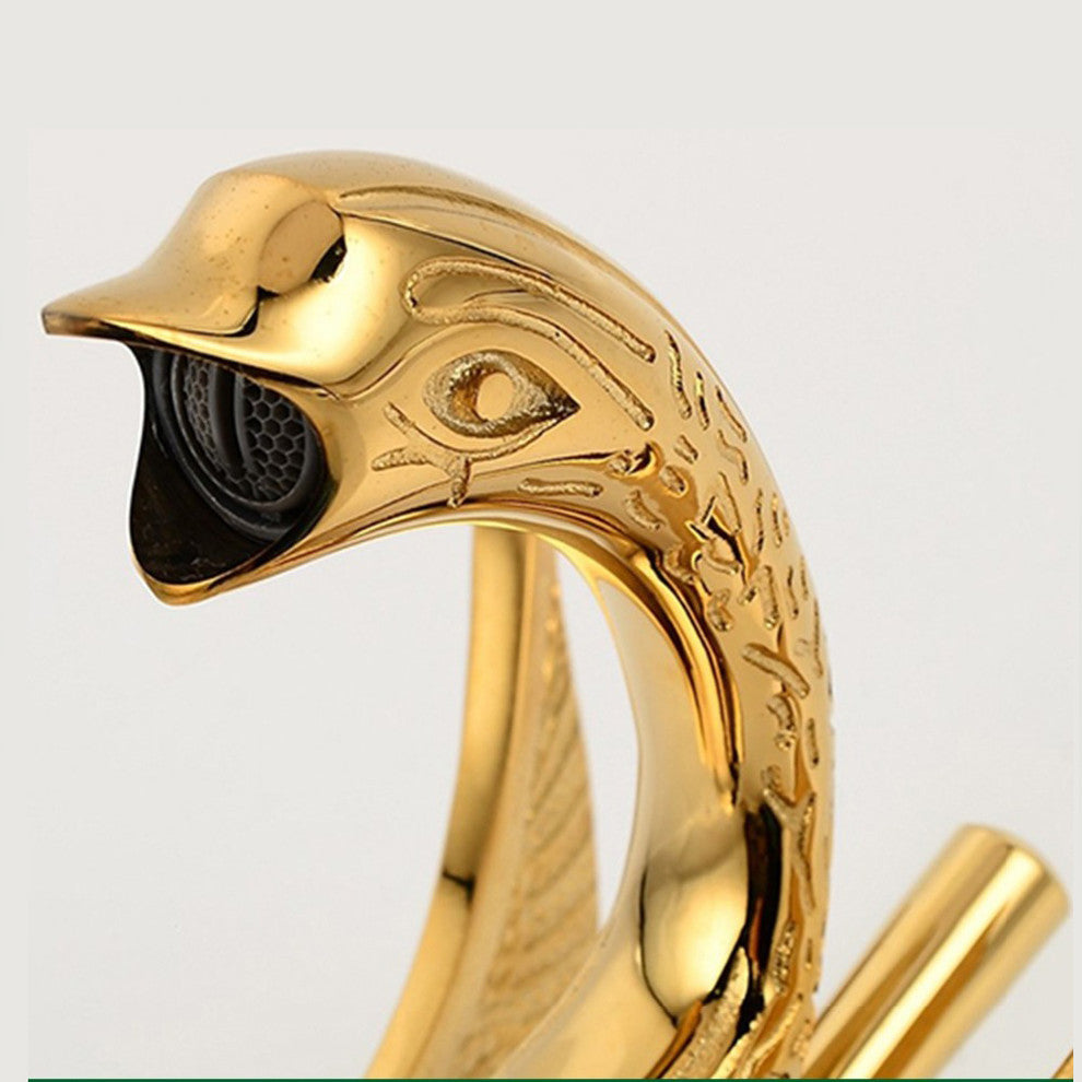 Verona Swan Gold Vanity Sink Faucet