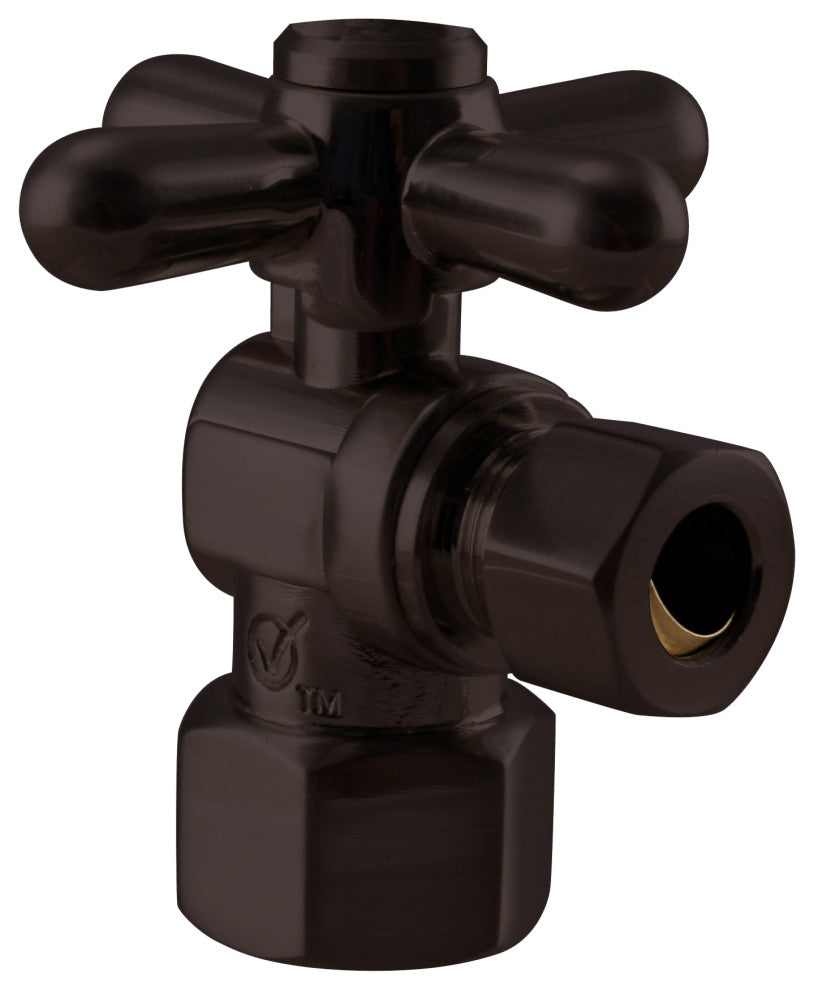 Angle Stop Kit, 1/4-Turn Cross Handle, Oil Rubbed Bronze