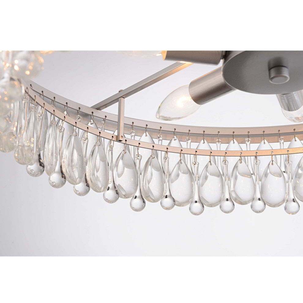 Mia Crystal 6-light Chandelier, Matte Silver