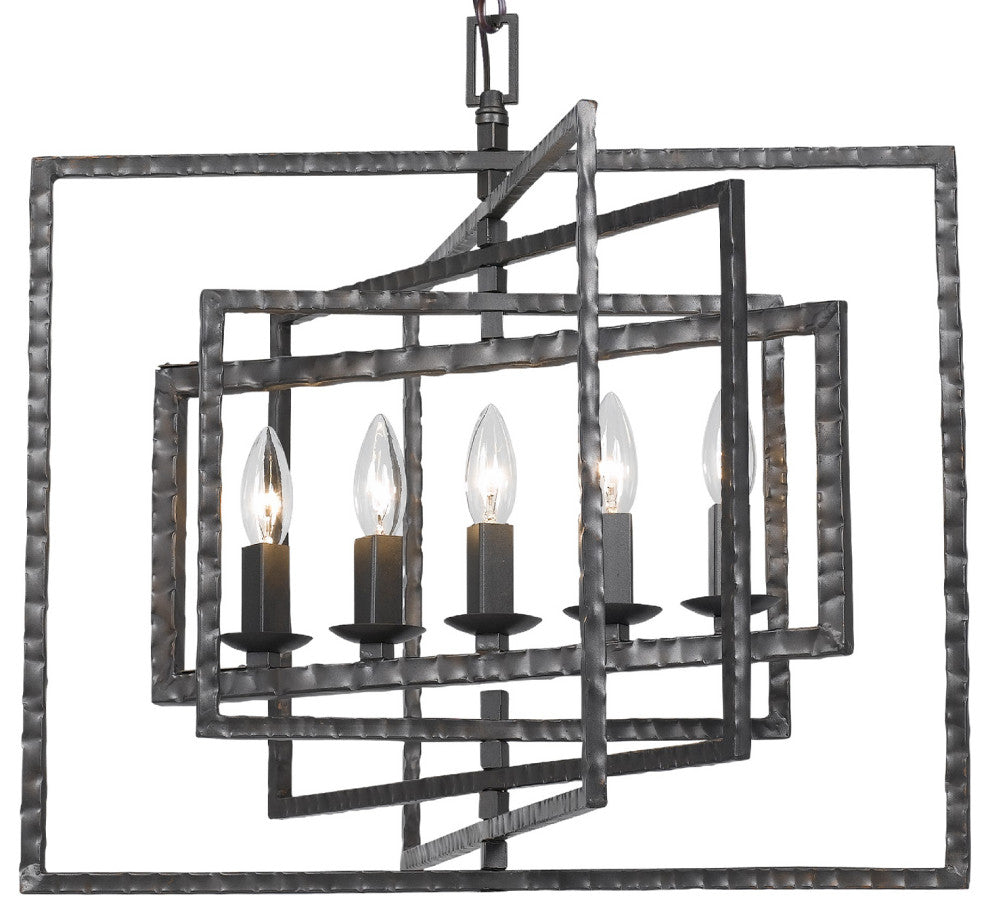 Capri 5 Light Raw Steel Chandelier