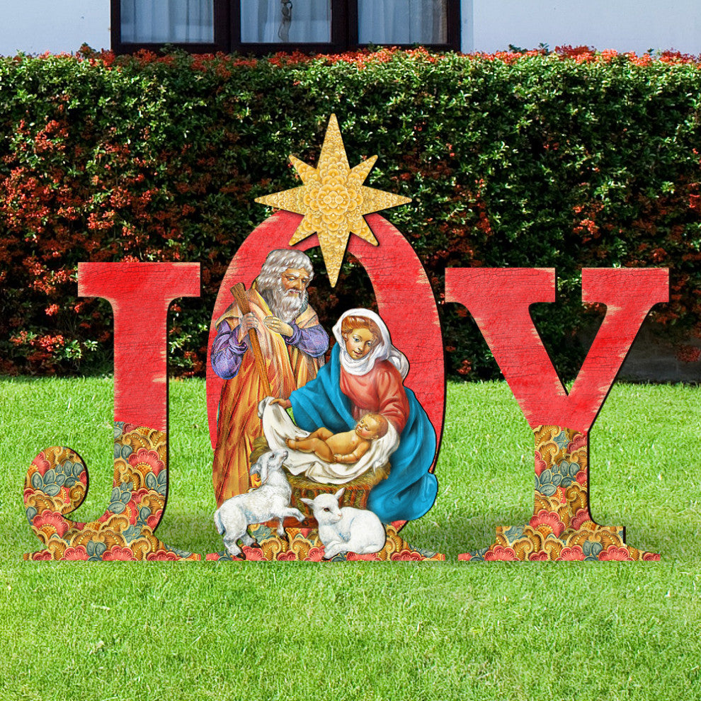 Joy Nativity Wooden Outdoor Decor