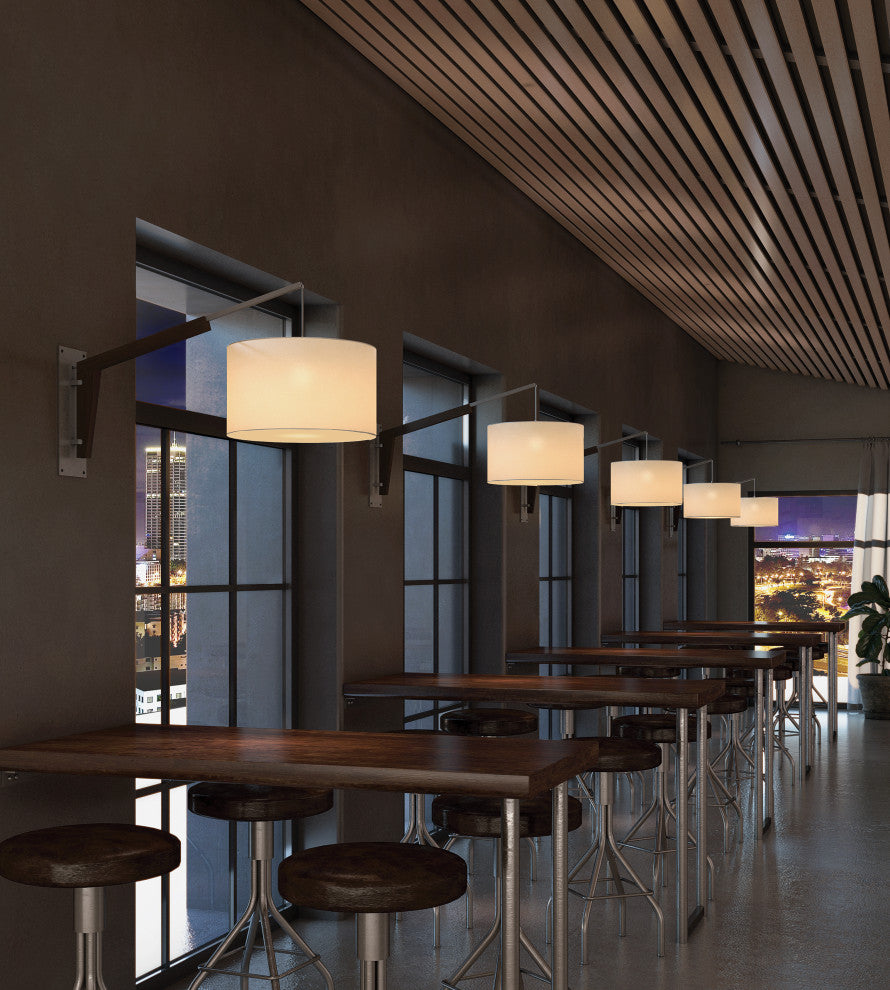 Talea 1-Light Articulate Wall Sconce, Dark Walnut/ White Shade, Aluminum Backplate