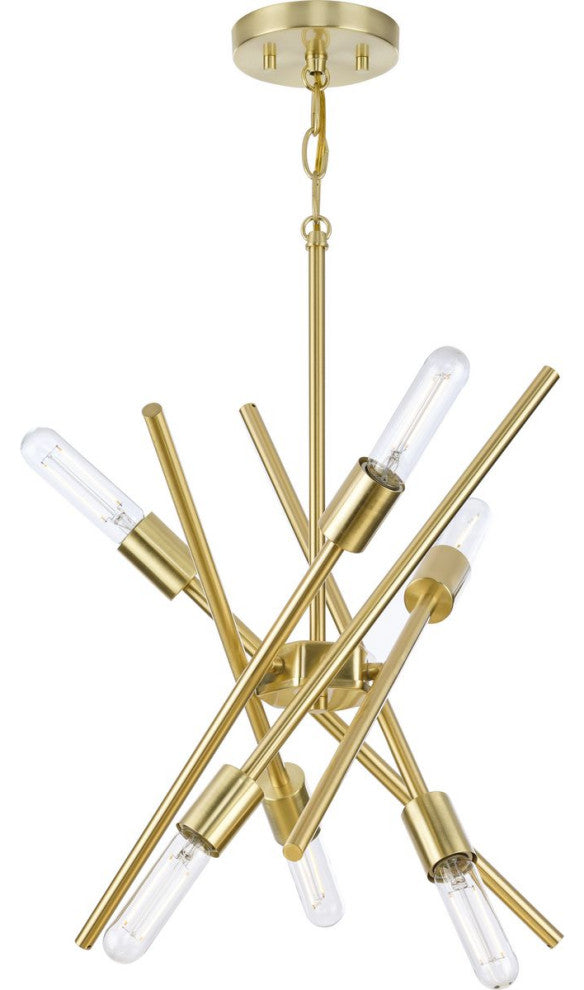 Astra Collection Six-Light 22" Satin Brass Modern Chandelier