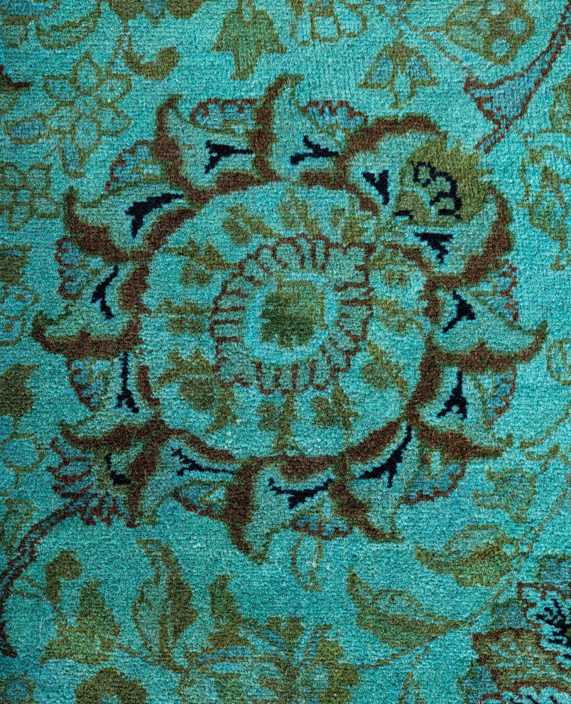 Overdyed One-of-a-Kind Hand-Knotted Area Rug Green, 6' 1" x 6' 3"