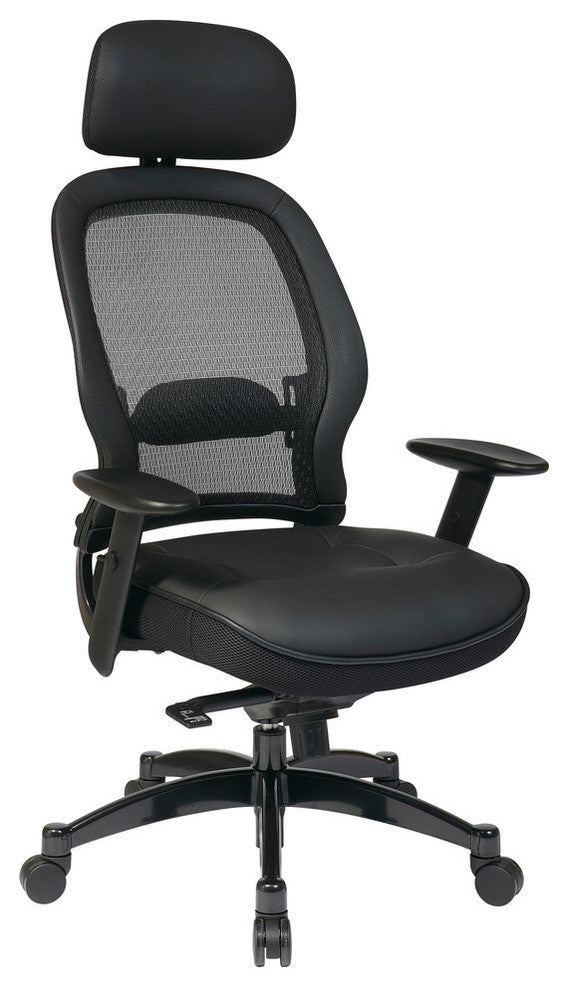 SPACE Deluxe Matrex Black Back Executive Office Chair with Leather Seat