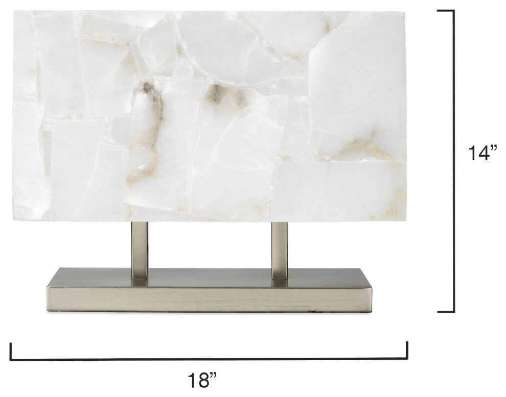Ghost Horizon Table Lamp, Alabaster With Antique Silver