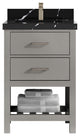 Parker 24" Single Sink Bath Vanity, Elephant Skin Gray 2" Calacatta Black