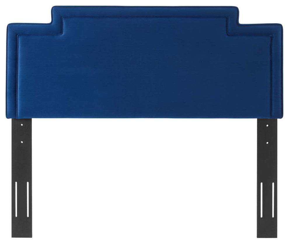 Headboard, King California Size, Blue Navy, Velvet, French, Mid Century Guest