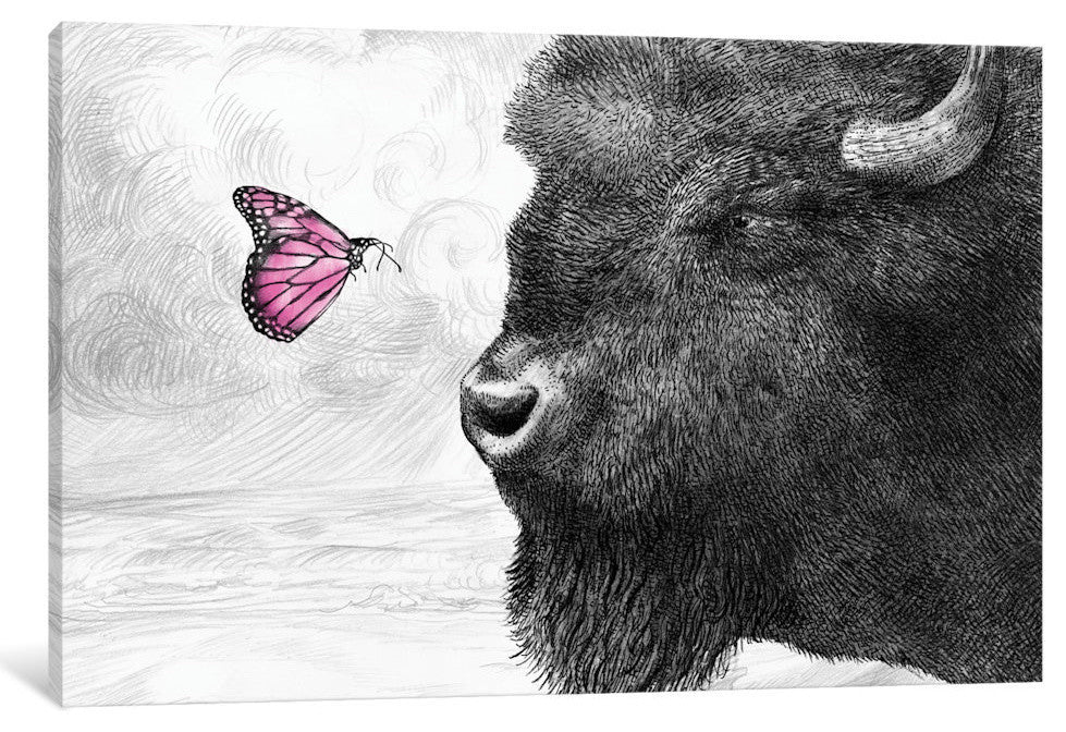 "Bison and Butterfly" by Eric Fan, 18x12x1.5