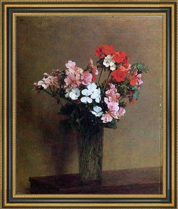 Henri FantinLatour Geraniums Framed Premium Canvas Print, 20"x25"