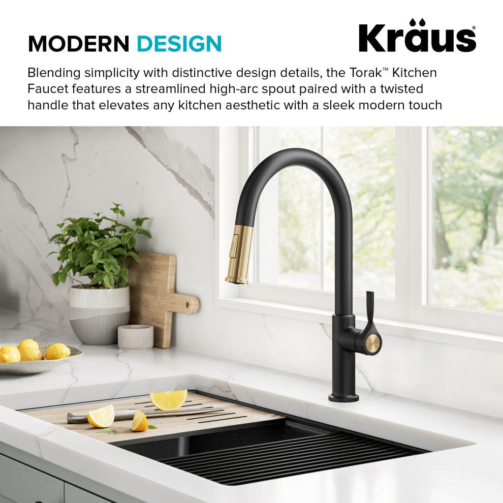KRAUS Torak 2-Function Single Handle Pull Down Kitchen Faucet SFBBMB