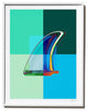 "Blue Green Single Fin" Surf Art Photograph, White Frame, 27''x35''