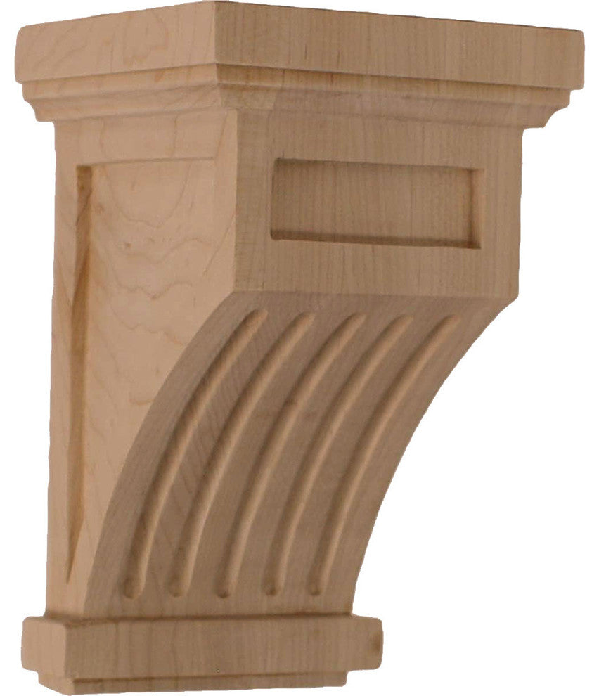 4 1/4"W x 4 1/4"D x 7"H Fluted Corbel, Red Oak