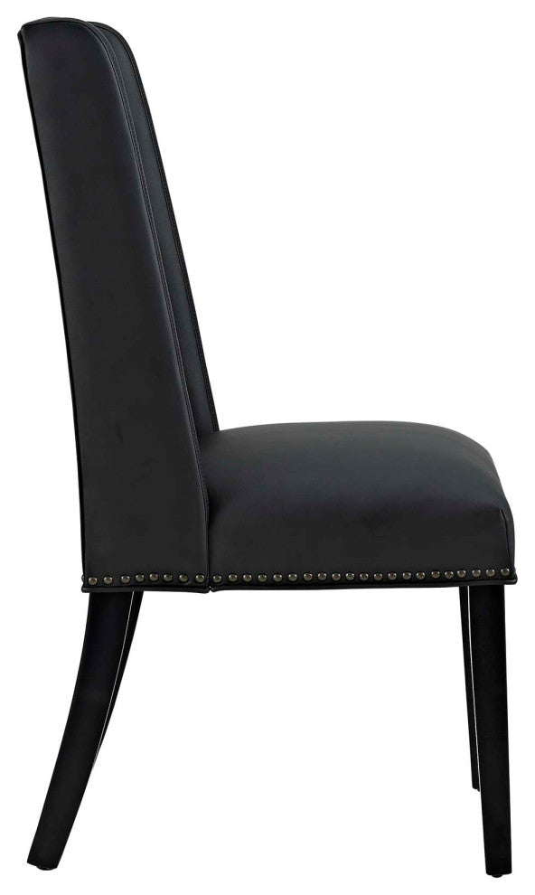 Baron Dining Chair Vinyl Set of 4, Black