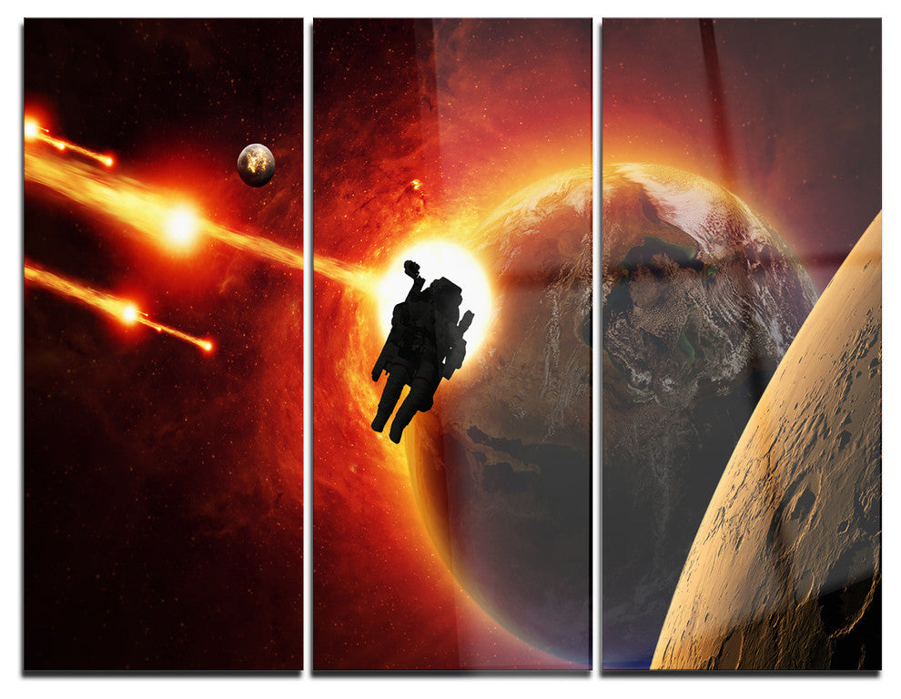 "Mission to Mars" Space Digital Metal Wall Art, 3 Panels, 36"x28"