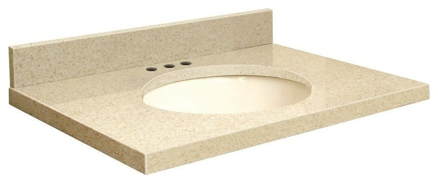 Quartz 49"x22" Vanity Top, Biscuit Bowl, Nature's Path, 8" Centerset