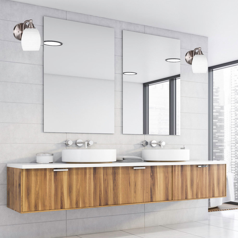 Paramount Wall Sconce, Brushed Nickel, 5" White Matrix Glass