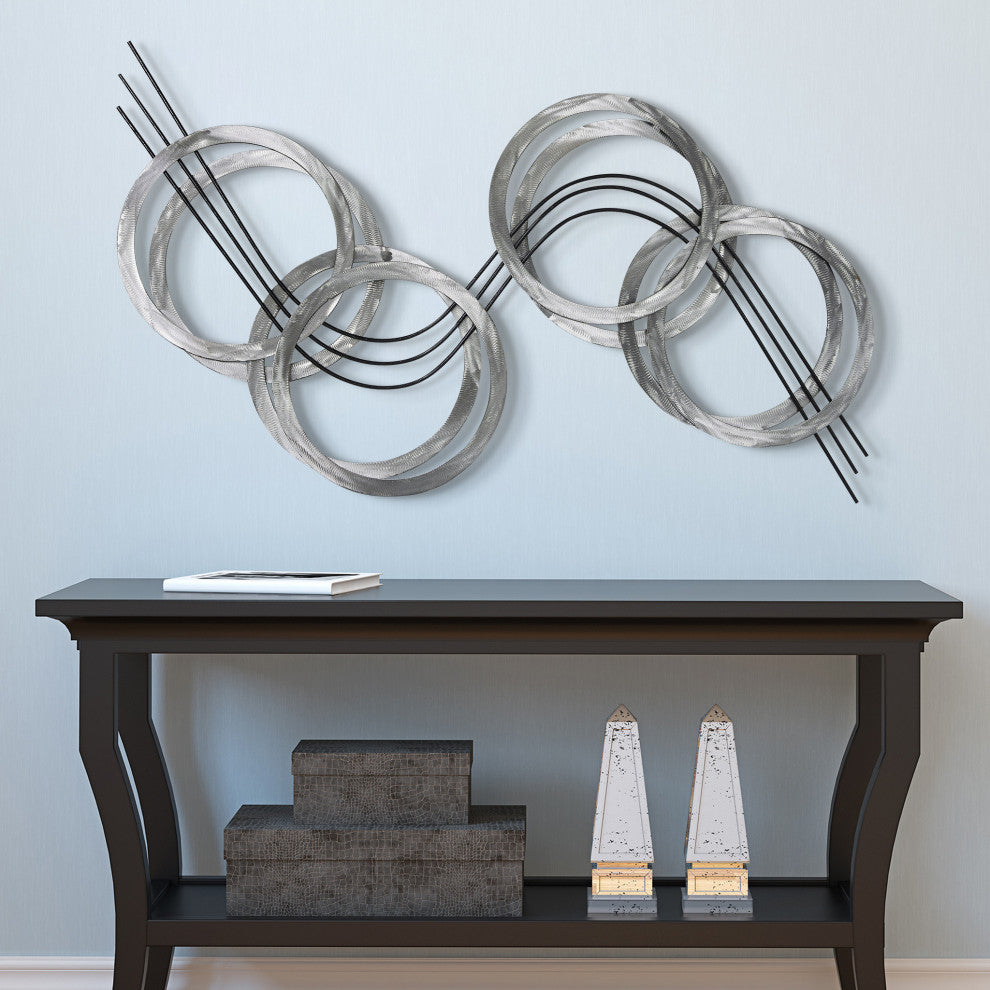 Hand Painted Etched Metal Wall Sculpture, Multi Color, Flowing
