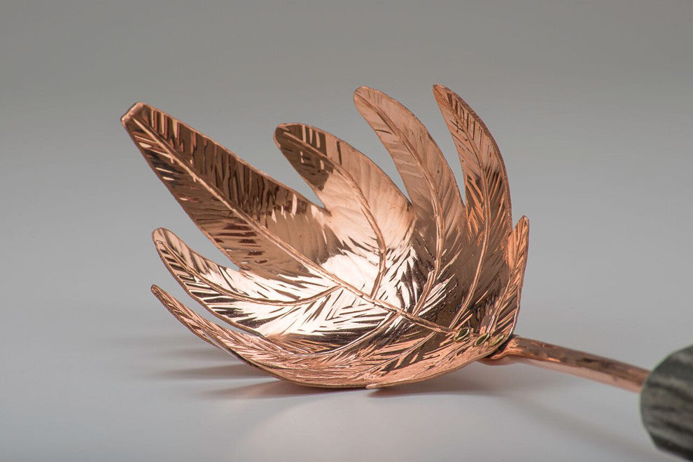 Fern Pasta Server, Copper, Burr Antler Handle