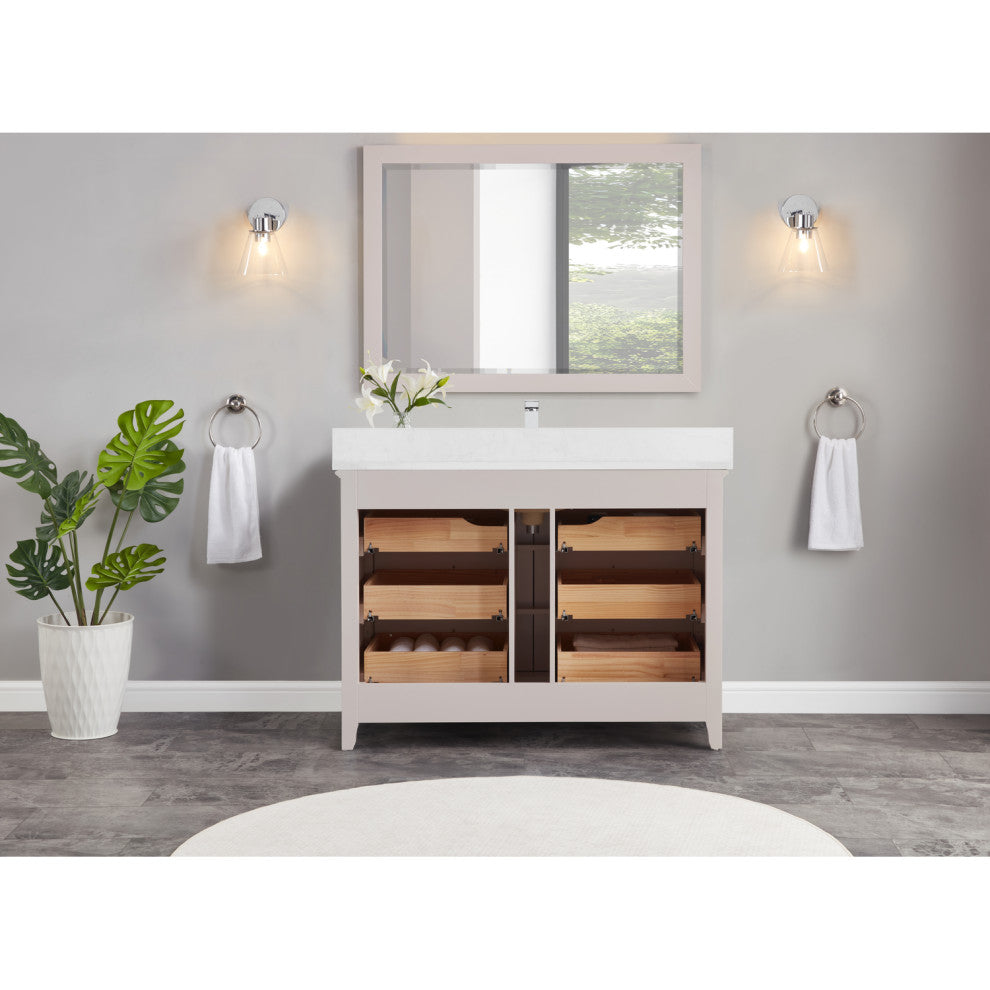 Legion Furniture WS2512 Series Bathroom Sink Vanity, Dreamy White, 48", Artificial Stone Top, Single Sink