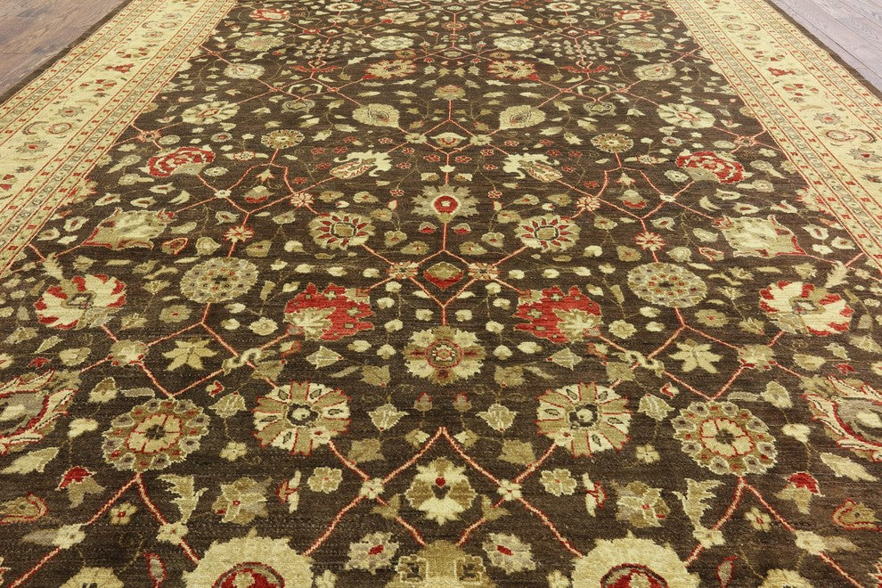 Peshawar Chobi Quality Hand-Knotted Oriental Wool Rug, 10'x14'