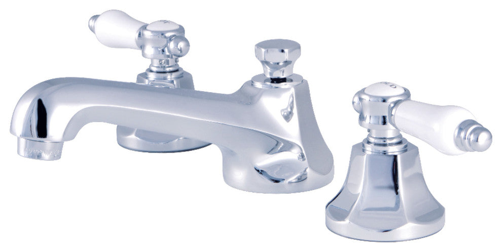 Kingston Brass Widespread Bathroom Faucet With Brass Pop-Up, Polished Chrome
